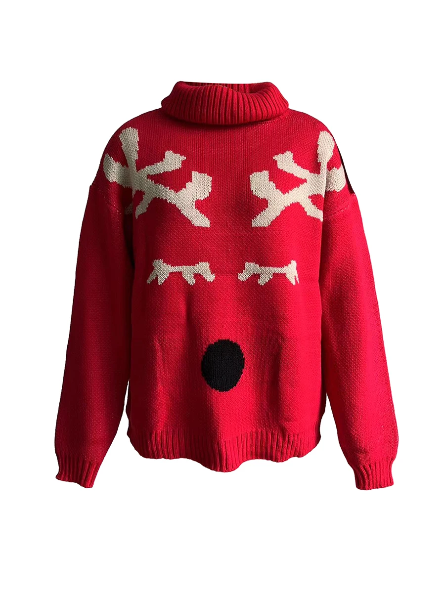Коледни пуловери за жени дълъг ръкав Crewneck северни елени снежинка печат пуловер плетени върхове 2023 празник празничен джъмпер3