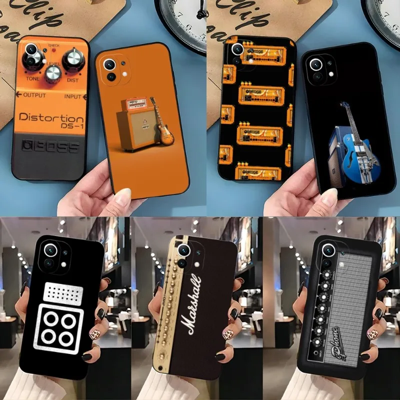 Калъф за телефон с усилвател за китара за Redmi Note 10 10S 11 9S 8T 11S 7 8 8A 9 9A 9C 9T 10 10X Черен силиконов капак1