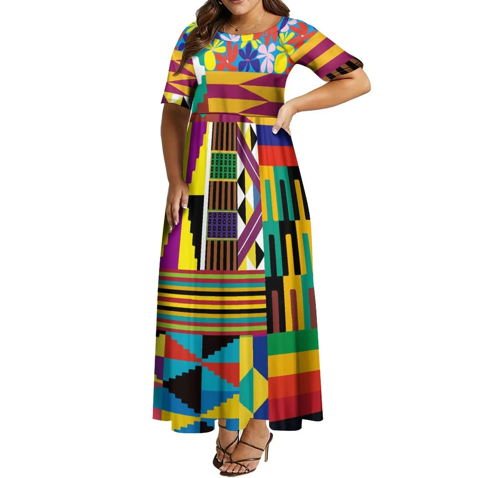 Персонализирана дамска рокля африкански арт дизайн модел ретро пухкава рокля вечерна рокля темперамент лятна дълга рокля на жените1