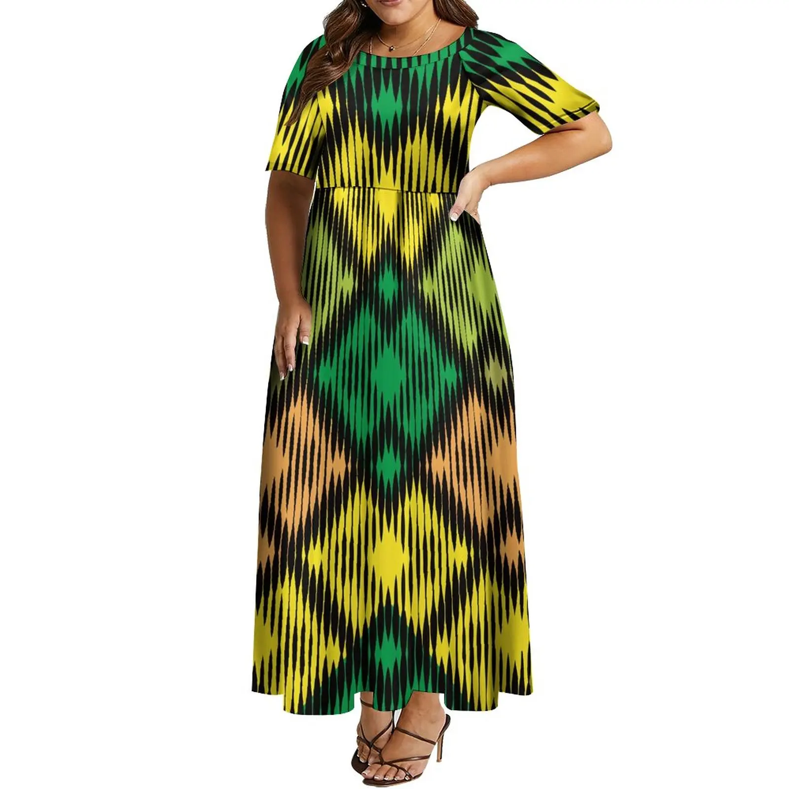 Персонализирана дамска рокля африкански арт дизайн модел ретро пухкава рокля вечерна рокля темперамент лятна дълга рокля на жените2