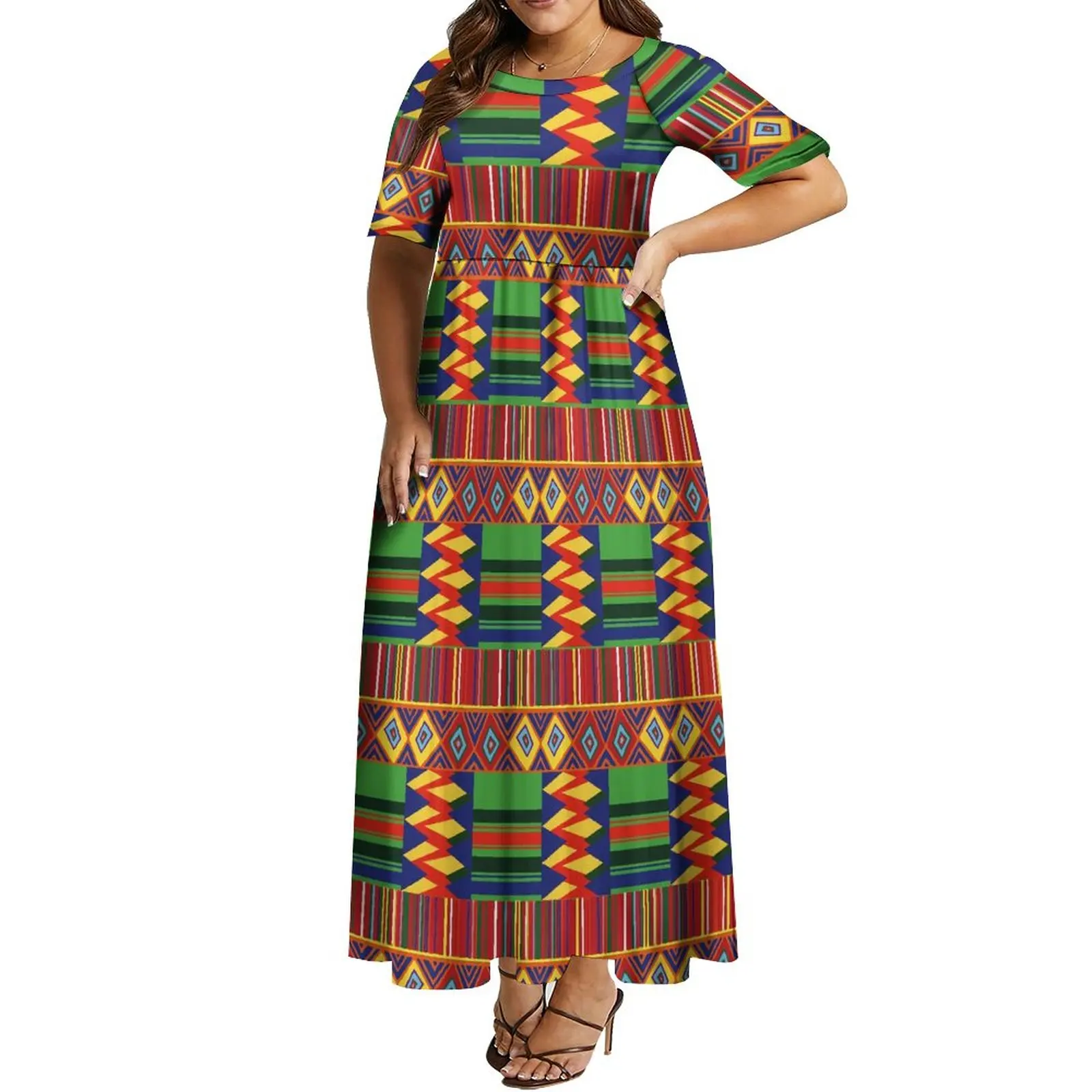 Персонализирана дамска рокля африкански арт дизайн модел ретро пухкава рокля вечерна рокля темперамент лятна дълга рокля на жените3