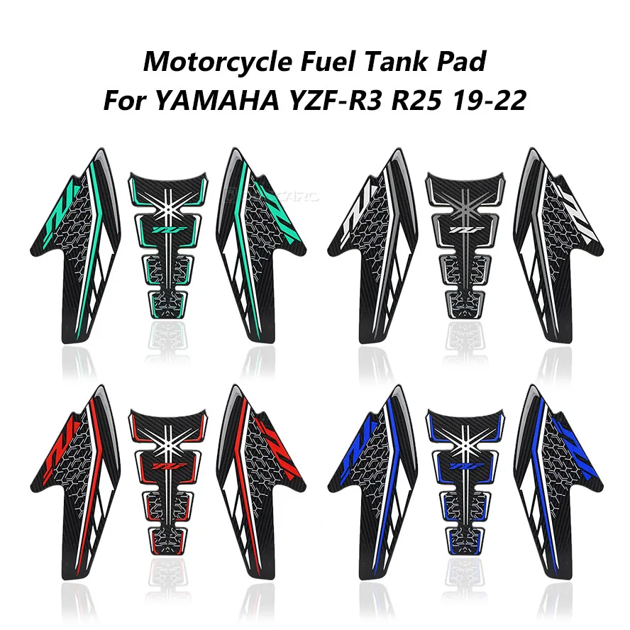 Стикери за подложка за резервоар за гориво за мотоциклети за YAMAHA YZF R3 R25 2019 2020 2021 2022 3D Tankpad стикер резервоар капак декорация аксесоари1
