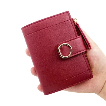 Жените прости портфейли кожа женски чантата мини закопчалка твърди мулти-карти притежателя монета къси портфейли тънък малък портфейл цип закопчалка