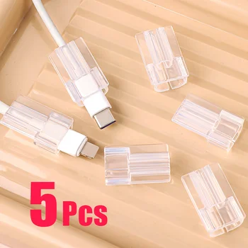 5Pcs TPU кабел организатор ясен протектор зарядно кабел защитни инструменти тел организатор капак за тип C зарядно кабел USB кабел