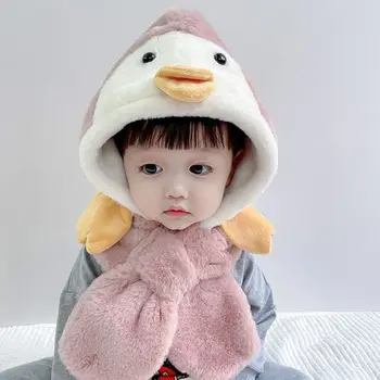 сладък пингвин зимен плюшен детски шал шапка бебе капачка за защита на ушите деца момчета момичета открит ски ветроупорни шапки врата топло