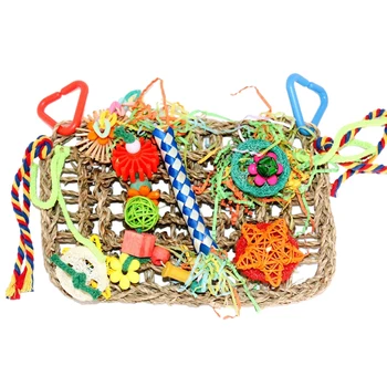Цветна мрежа за катерене Папагал Хамак Смешни играчки за птици Дъвчене Изработка Морски водорасли тъкани трайни фураж стена люлка