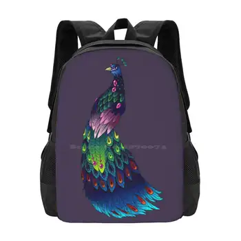 Pavo Pattern Design Laptop Travel Училищни чанти Pavo Pave Pavus Peacock Birds Rainbow Beautiful