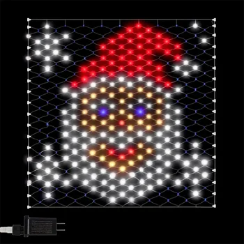 Снежен човек Дядо Коледа LED нетна светлина външна мрежеста светлина 320LED фея нетна светлина щепсел в флаг нетна светлина за задния двор стена декор