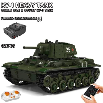 WW2 Съветски тежък танк KV-1 строителни блокове модел армия оръжие технически RC тухла деца военни строителни играчки за момчета