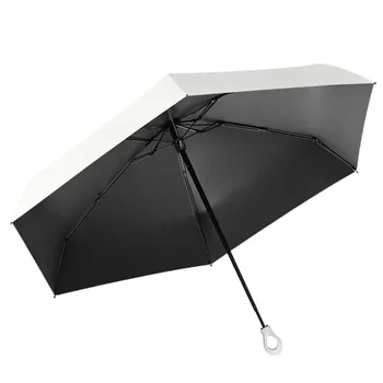 Clear Mini Compact Folding Sunshade Vinyl Umbrella Portable Ring Five-fold Handle Six-bone And
