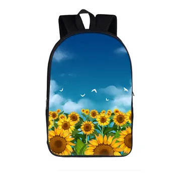 слънчогледова раница жълти цветя училищни чанти за тийнейджър дете момиче пътни чанти най-добър подарък 16 инча голям капацитет лаптоп daypack