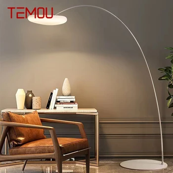 TEMOU Риболовна подова лампа Nordic модерна семейна всекидневна до дивана Creative Cloud LED декоративна стояща светлина