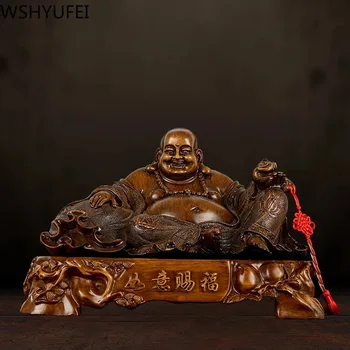 Смееща се статуя на Буда Китайски Фън Шуй Пари Майтрея Буда Скулптура Фигурки Начало Градина Декорация Статуи Подаръци