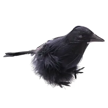 Ръчно изработена черна перната врана в реален размер за реалистични декорации за Хелоуин и любители на птици