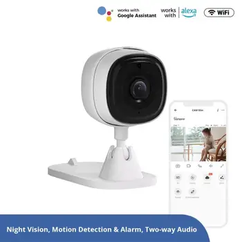 SONOFF 1080P HD аларма за движение CAM Тънка WiFi интелигентна камера за сигурност Двупосочна аудио сцена Свързване чрез EWeLink APP Alexa Google Home