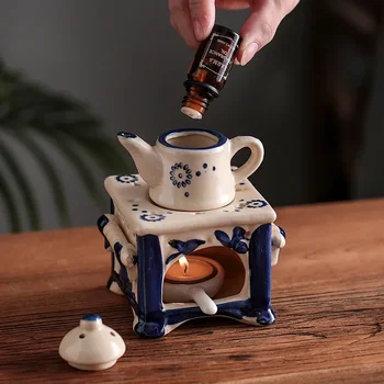 Класическа ретро свещ етерични масла горелка творчески керамичен чайник ароматерапия масло лампа аромат горелки Начало декор