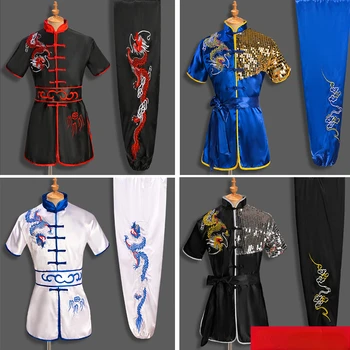 Китайски традиционен дракон Ушу униформа Кунг Фу облекло Мъже Жени Комплект бойни изкуства Униформа Тай Чи Униформи Облекло за упражнения