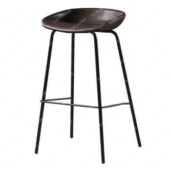 Бар стол у дома прост индустриален стил рецепция стол ретро бар стол кожа изкуство мрежа червено желязо бар стол в наличност