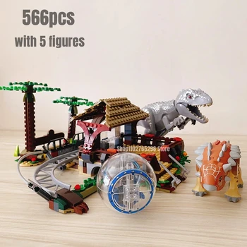 566pcs Indominous Rex vs. Ankylosaurus Building Blocks Модел Fit 75941 Играчки за деца Коледен подарък