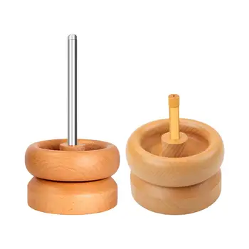 2Pcs Дървени мъниста Spinner DIY за мъниста Spin Bowl изкуства занаяти мъниста товарач притежатели за нанизване гривна Spinnings огърлица инструмент
