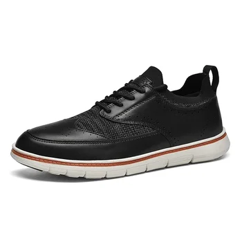 Нови мъжки обувки Brogue Леки маратонки Дишащи мокасини Бизнес ежедневни обувки Пролет/есен Външни плоски мъжки обувки