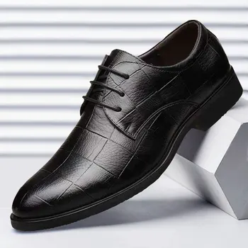 Рокля обувки мъжки кожа случайни дишаща Оксфорд обувка с петата бизнес социална обувка