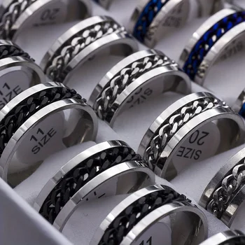 10pcs/lot Cool Spinner верига титаниева стомана въртящи се пръстени за жени мъже бижута парти подаръци на едро пръстени без кутия