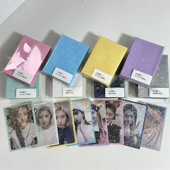 Heart Bling Kpop Ръкави за карти Държач за карти Love Heart Photocard Films Glittery Flat Mouth Cards Protector Албум Binder