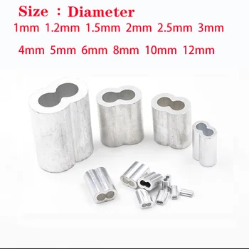 20/50/100 броя алуминиев контур затягане тел ръкав въже втулка двойна дупка скоба диаметър 1mm-12mm