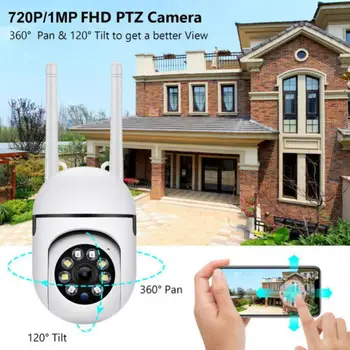 720P HD 2.4 + 5G двулентова WiFi IP камера Безжична мрежова камера за наблюдение Външна сигурност CCTV камера Поддръжка Google Alexa
