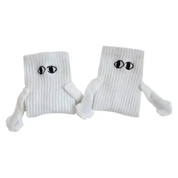 Смешни творчески магнетични държащи ръце чорапи карикатура прекрасна ръка в ръка памук дишащи удобни чорапи за жени мъже чорапи