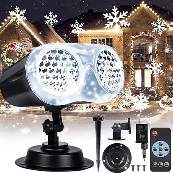 HOT-Коледа проектор светлини на открито,LED бинокъл въртящи се снежинки проектор светлини, водоустойчив пейзаж светлина САЩ щепсел