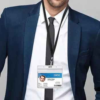Устойчив на разкъсване държач за карти Водоустойчив държач за лична карта с ремък Лек държач за значка за офис Лесен за носене