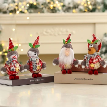 Нова Година 2024 Подаръчни играчки Gnome Santa Angel Dolls Коледна украса за дома Дървен висулка Орнамент Коледно дърво декор Navidad 2023