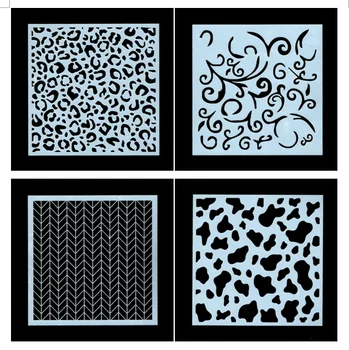 4бр Леопард печат Наслояване Шаблони за DIY скрапбук / фотоалбум Декоративно щамповане оцветяване, шаблон за боядисване, домашен декор
