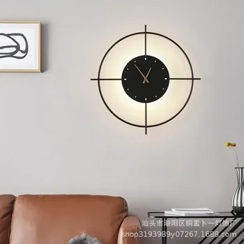 LED стенна лампа с часовник Nordic Луксозна проста и модерна за хотел Нощно шкафче Творческо осветително тяло
