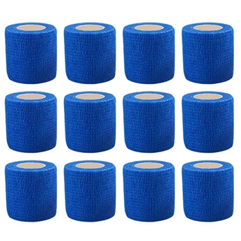  Кохезивна лента, самозалепваща се еластична лента за опаковане (5X450cm, опаковка от 24) - синя