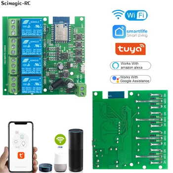 Tuya Smart Wifi Switch Module USB 5V 7-32V 220V RF 433 Радио дистанционно управление 4 канала Inching Relay Smart Home