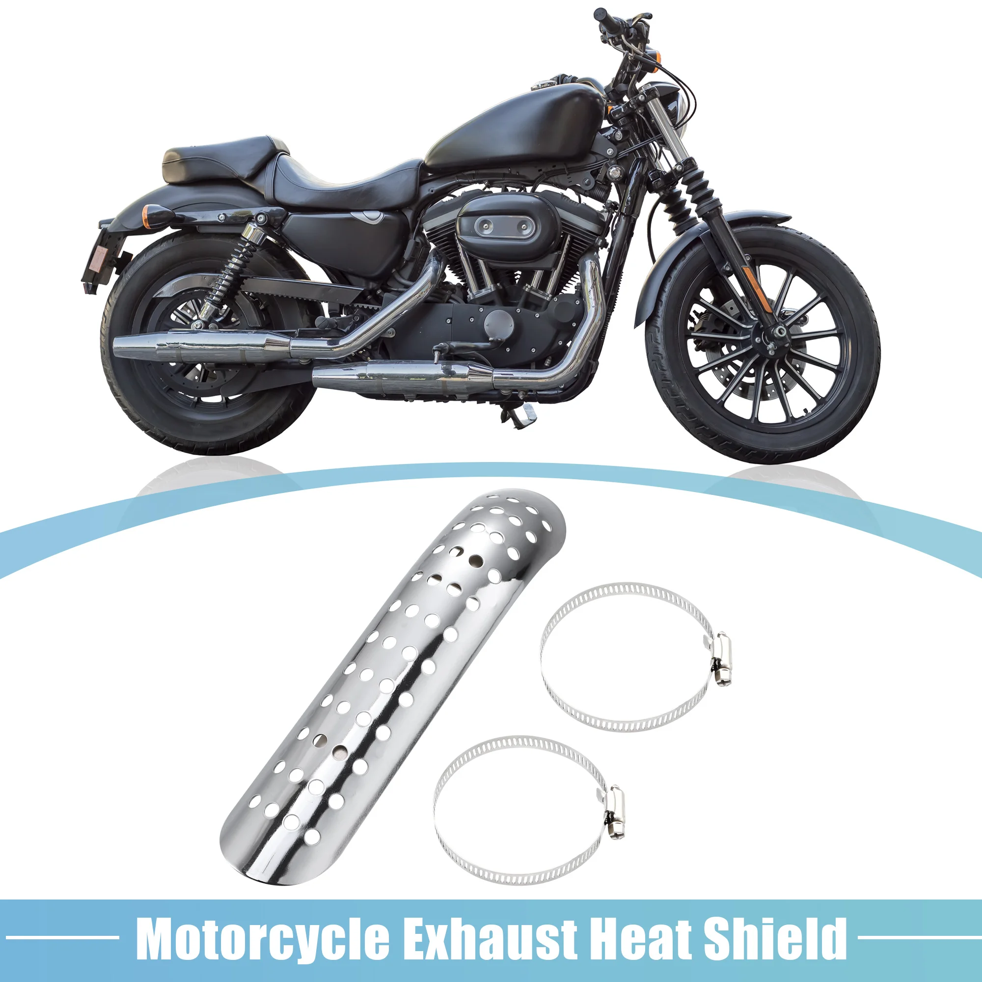 Motoforti Universal мотоциклет изпускателна топлина щит изпускателна тръба дупка топлоизолация щит ауспух капак с 20-70mm скоби0