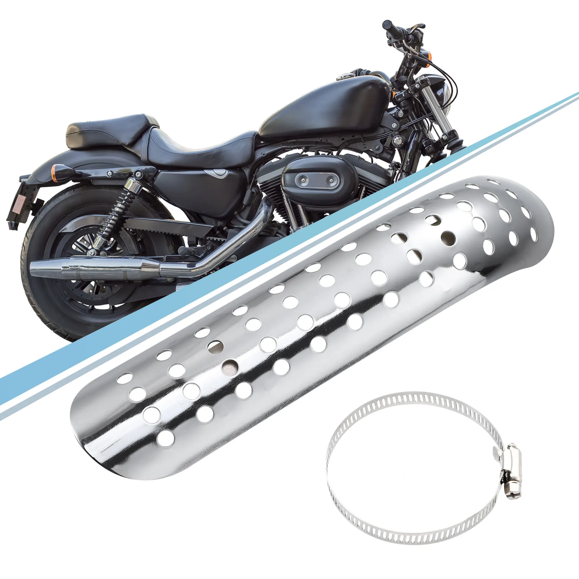 Motoforti Universal мотоциклет изпускателна топлина щит изпускателна тръба дупка топлоизолация щит ауспух капак с 20-70mm скоби2