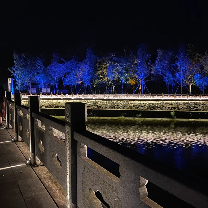 4Pcs LED градински светлини 3W 220V външен прожектор с шип водоустойчив градински пейзаж декоративна лампа синьо място светлини2