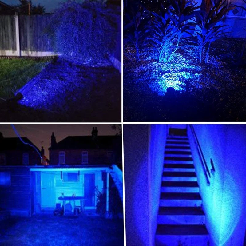4Pcs LED градински светлини 3W 220V външен прожектор с шип водоустойчив градински пейзаж декоративна лампа синьо място светлини5