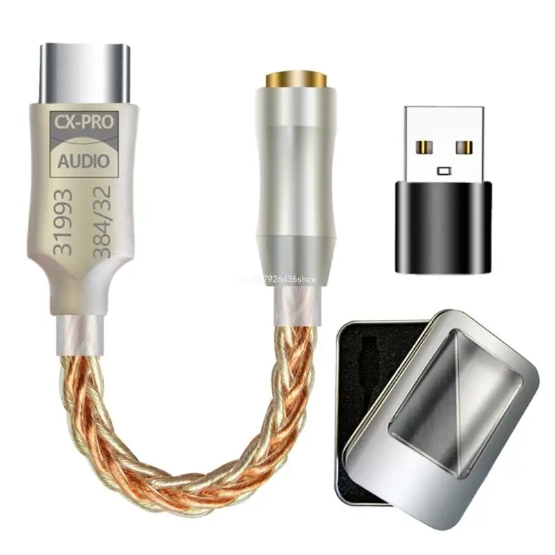  USB тип C DAC до 3.5mm 32bit / 384kHz PCM цифров конвертор за телефон Dropship4