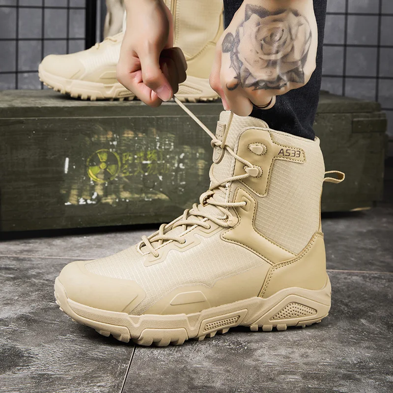 Нови тактически военни ботуши за мъже Туристически обувки Специални сили Пустинни бойни армейски ботуши Мъжки маратонки Туристически обувки за глезена0