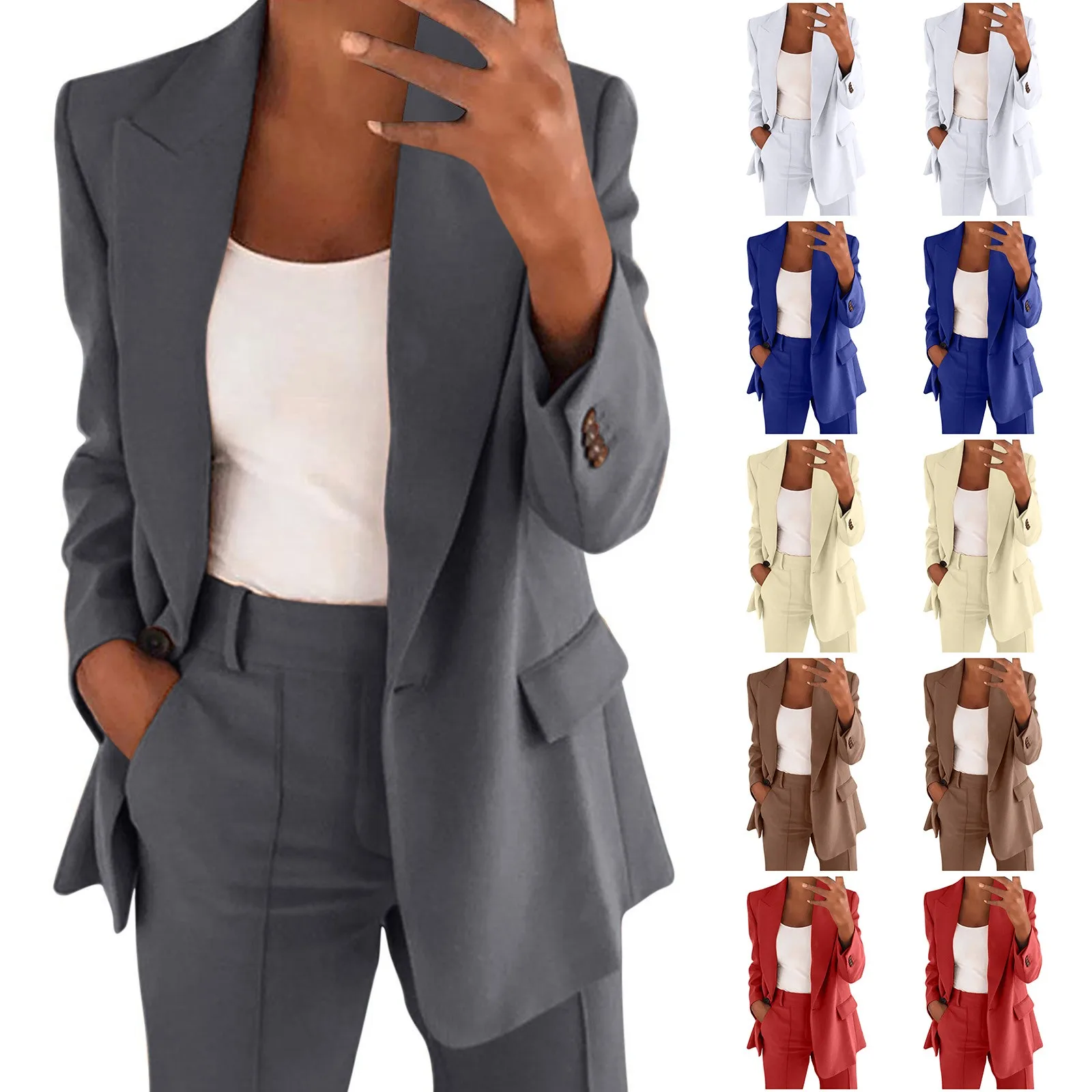 Дамски блейзъри якета стилен простота съобразени палто твърди хлабав отгоре дълъг ръкав ежедневни яке дами офис износване блуза отгоре1