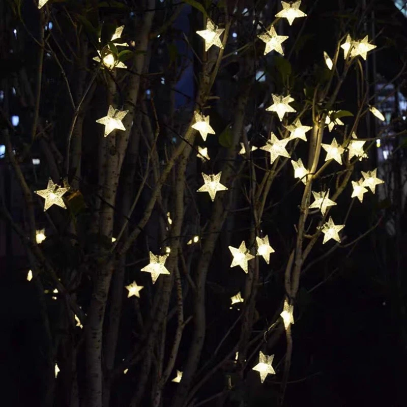  LED петолъчна звезда слънчева светлина Коледа ден вътрешен и открит дъждоустойчив тревата декорация фенер низ1