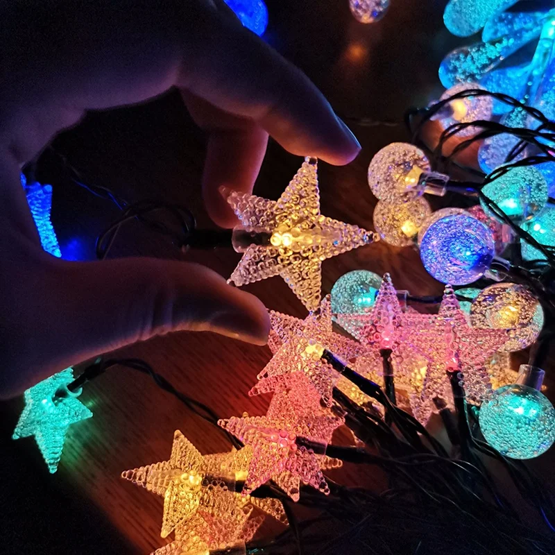  LED петолъчна звезда слънчева светлина Коледа ден вътрешен и открит дъждоустойчив тревата декорация фенер низ4