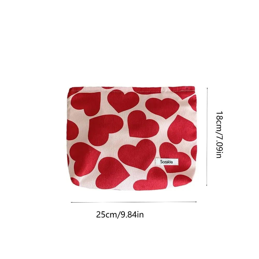 Голям капацитет кадифе сърце козметична чанта цип червило организатор сърце печат измиване чанта пътуване тоалетна чанта чанта жени5
