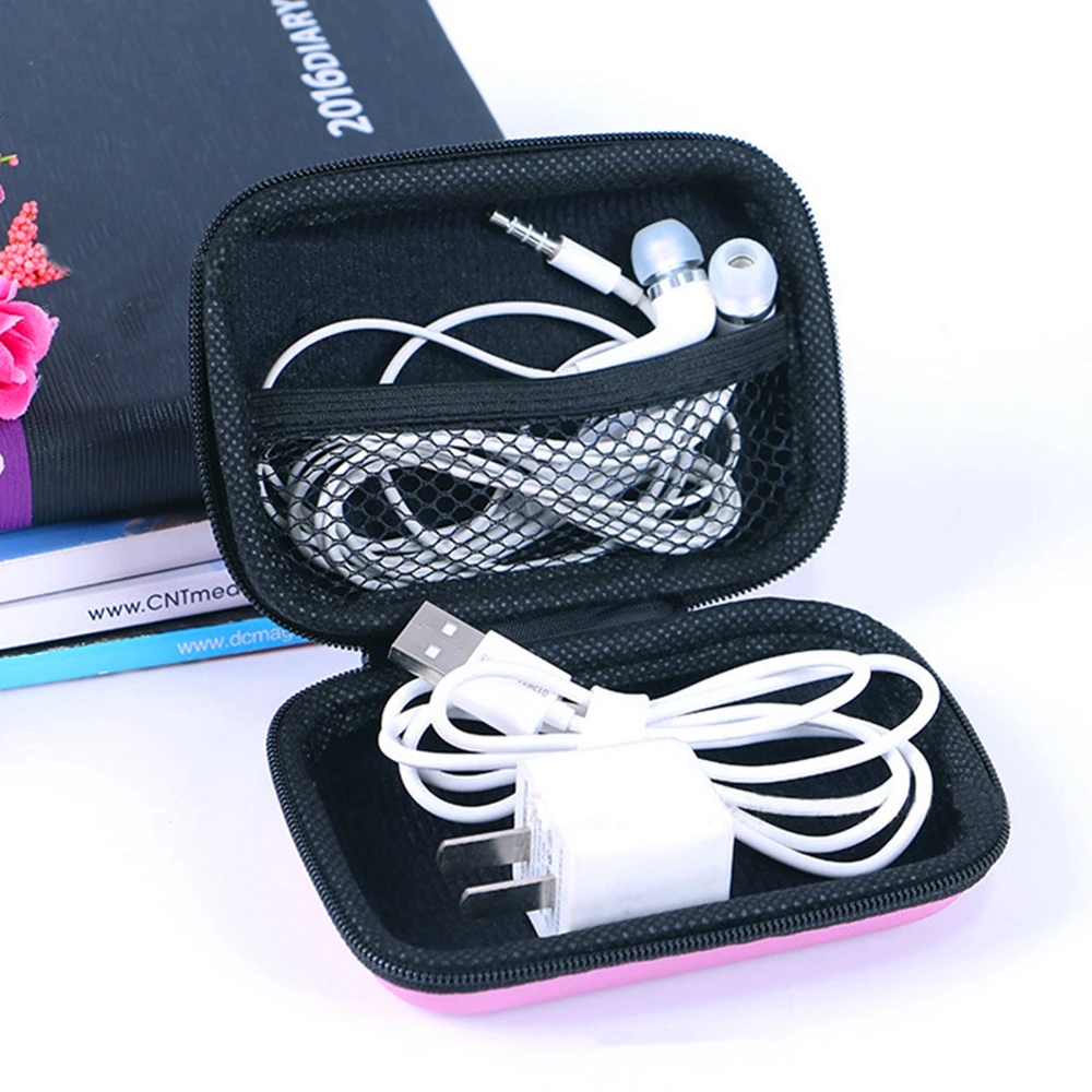 2Pcs Ново пристигане слушалки кабел за съхранение случай зарядно устройство мощност банка правоъгълна кутия EVA цип чанта джоб торбичка4