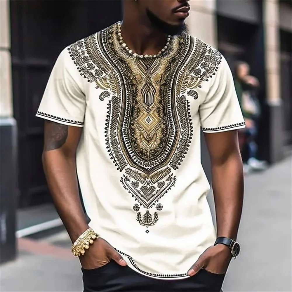 африкански дрехи за мъже Дашики T риза традиционно облекло облекло къс ръкав случайни ретро улично облекло реколта етнически стил1